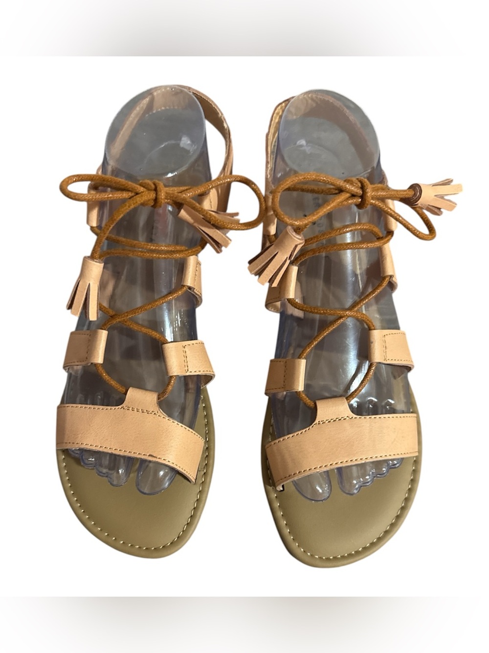Aeropostale Tan Lace-Up Gladiator Sandals with Tassels Women 8